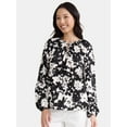 thumbnail image 1 of Time and Tru Women’s and Women’s Plus Printed Smocked Blouse, Sizes XS-4X, 1 of 5