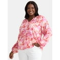 thumbnail image 1 of Time and Tru Women’s and Women’s Plus Printed Smocked Blouse, Sizes XS-4X, 1 of 5