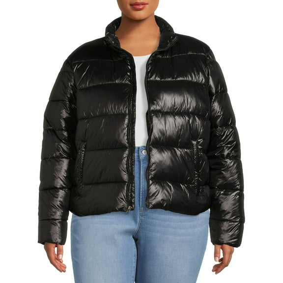 Time and Tru Women's and Women's Plus Puffer Jacket, Sizes S-3X