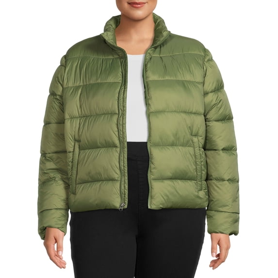 Time and Tru Women's and Women's Plus Puffer Jacket, Sizes S-3X