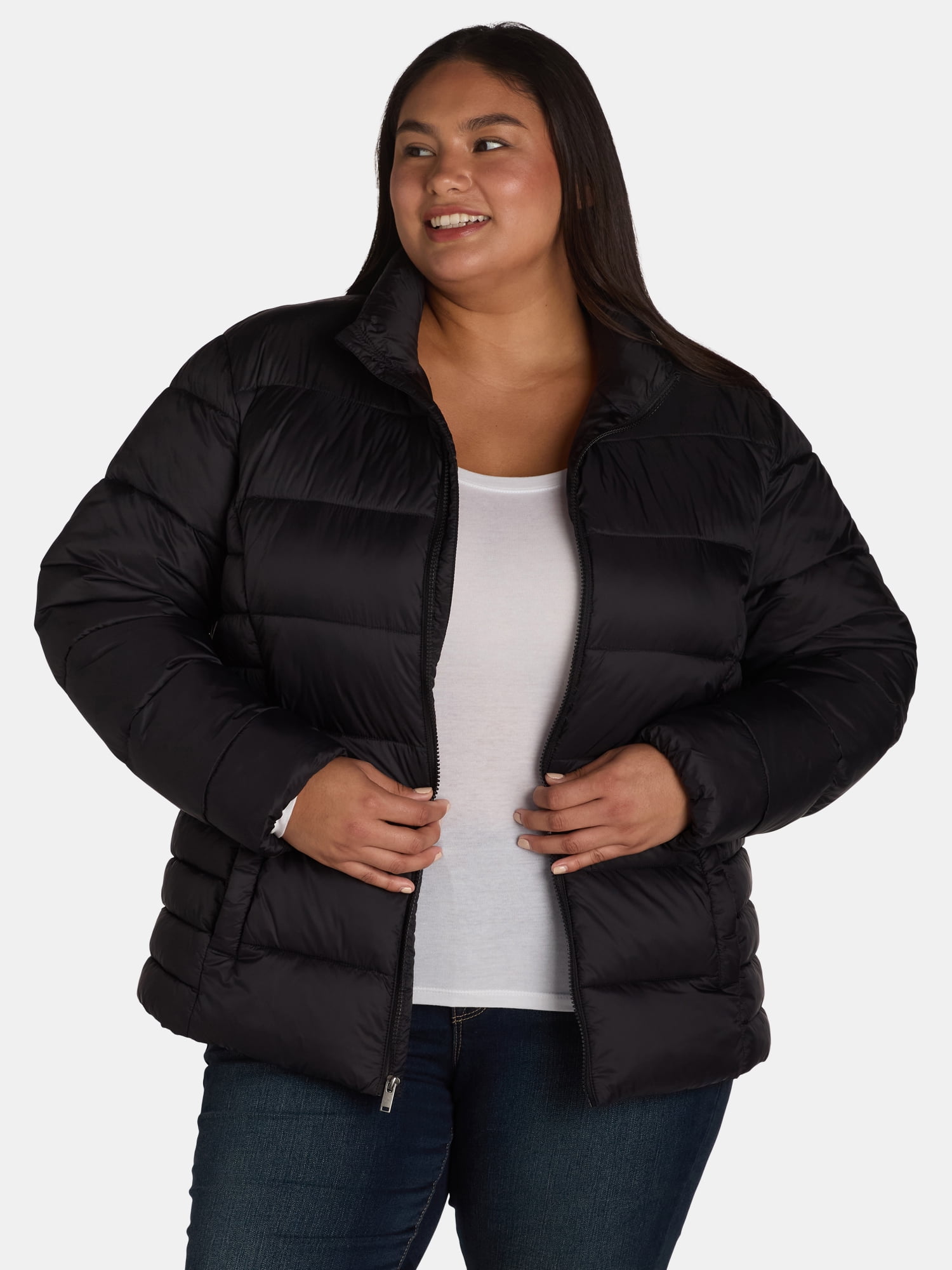 Time and Tru Women's and Women's Plus Puffer Jacket, Sizes XS-3X