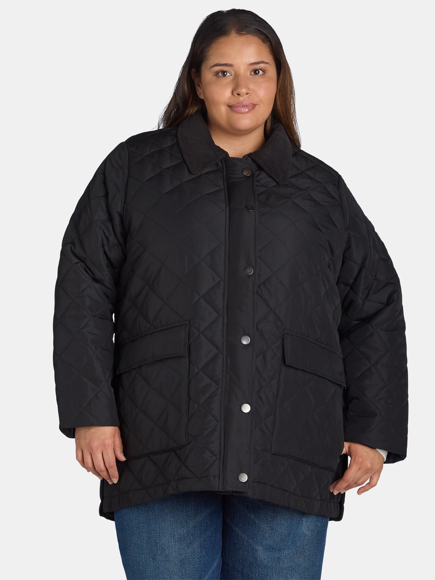 Time and Tru Women's and Women's Plus Quilted Barn Coat, Sizes XS3X