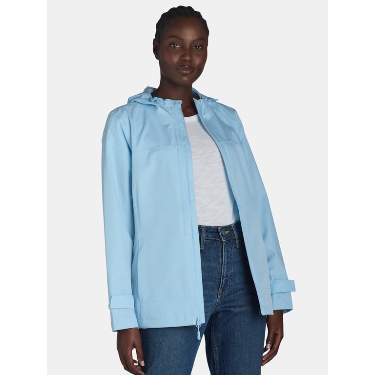 Time & Tru Women's Rain Jacket XS-3X Water-Resistant Lightweight