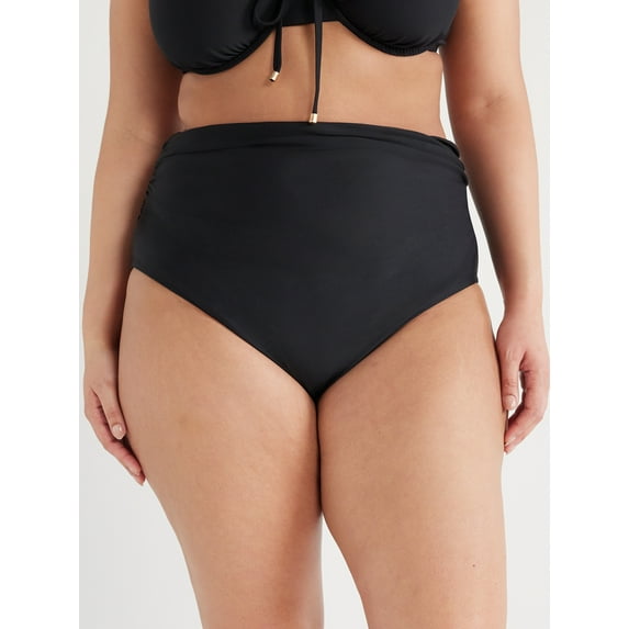 Time and Tru Women's and Women's Plus Ruched Bikini Bottom, Sizes S-3X
