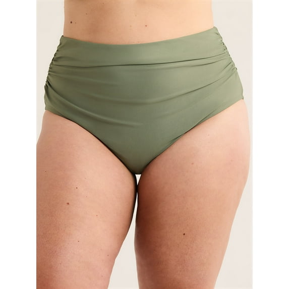 Time and Tru Women's and Women's Plus Ruched Slimming Bikini Bottoms, Sizes S-3X