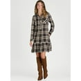 thumbnail image 1 of Time and Tru Women's and Women's Plus Ruffle Hem Mini Shirt Dress with Long Sleeves, Sizes XS-4X, 1 of 4