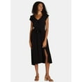 thumbnail image 1 of Time and Tru Women's and Women's Plus Ruffle Neck Midi Dress, Sizes XS-4X, 1 of 8