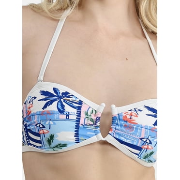 Time and Tru Women’s and Women’s Plus Scenic Print Bandeau Bikini Top, Sizes XS-2X