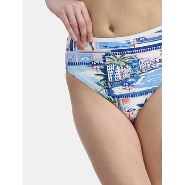 Time and Tru Women’s and Women’s Plus Scenic Print Bikini Bottoms, Sizes XS-2X