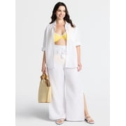 Time and Tru Women's Side Slit Cotton Coverup Pants, Sizes XS-3X