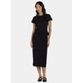 thumbnail image 1 of Time and Tru Women's and Women's Plus Side Tie Midi Dress with Short Sleeves, Sizes XS-4X, 1 of 4