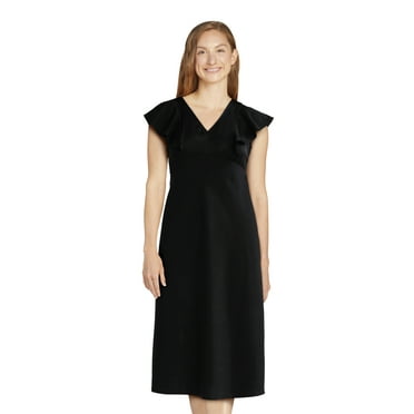 Time and Tru Women's and Women’s Plus Silky Satin Midi Dress with Flutter Sleeves, Sizes XS-4X