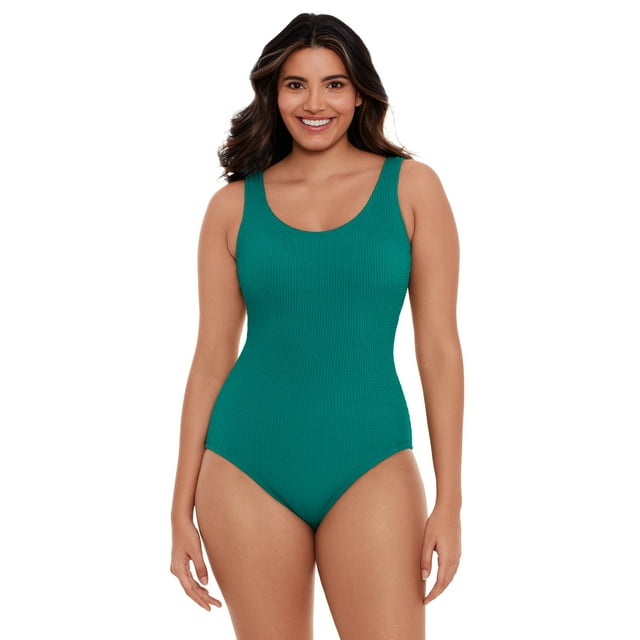 Time and Tru Women's and Women’s Plus Size Solid Crinkle One Piece
