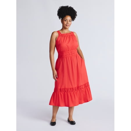 Time and Tru Women's and Women’s Plus Sleeveless Midi Dress, Sizes XS-4X