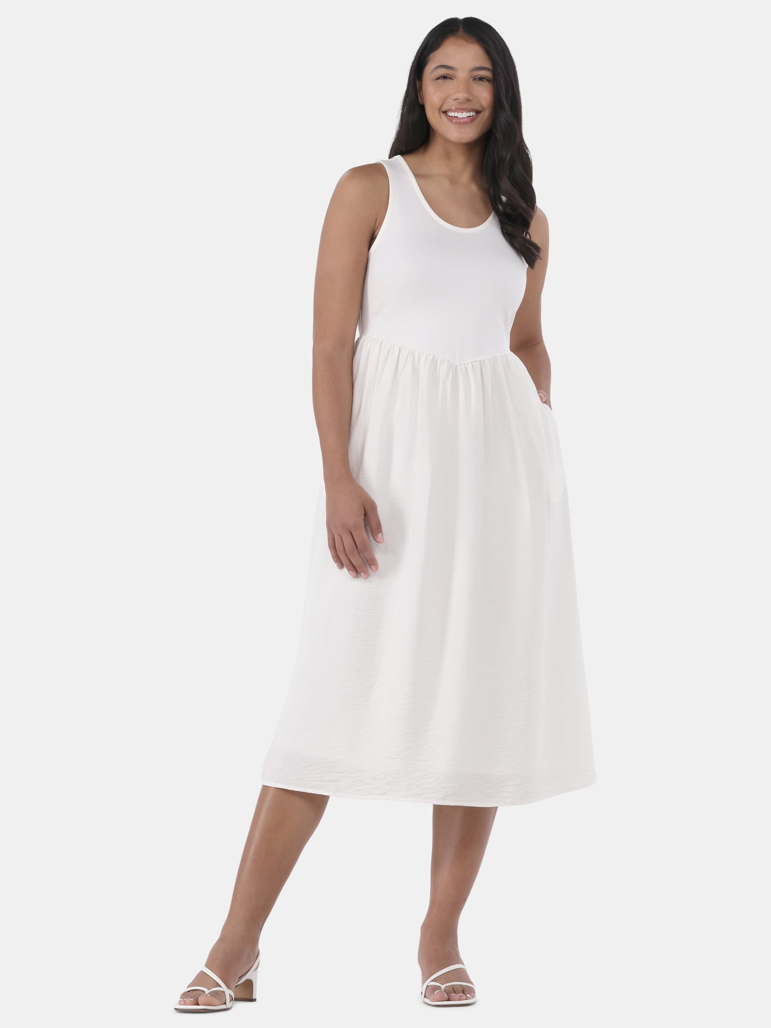 Time and Tru Women's and Women’s Plus Sleeveless Mix Tank Dress, Sizes XS-4X