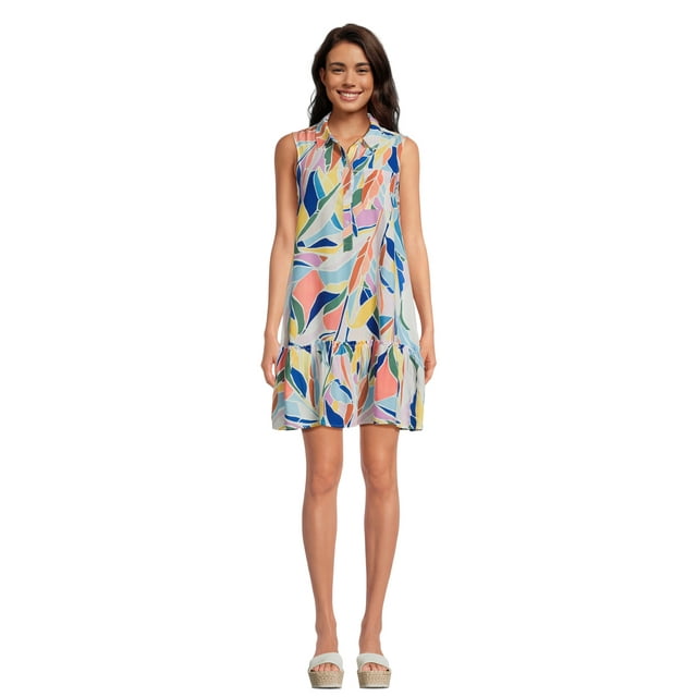Time and Tru Women's and Women's Plus Sleeveless Shirt Dress, Sizes XS-4X