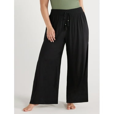 Time and Tru Women's and Women's Plus Smocked Coverup Pants, Sizes S-3X