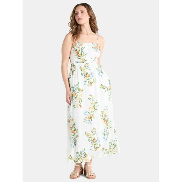 Time and Tru Women's and Women's Plus Smocked Waist Maxi Dress, Sizes XS-4X