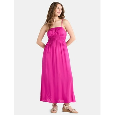 Time and Tru Women's and Women's Plus Smocked Waist Maxi Dress, Sizes XS-4X