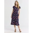 thumbnail image 1 of Time and Tru Women's and Women's Plus Smocked Waist Midi Dress, Sizes XS-4X, 1 of 4