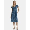 thumbnail image 1 of Time and Tru Women's and Women's Plus Smocked Waist Midi Dress with Short Sleeves, Sizes XS-4X, 1 of 4