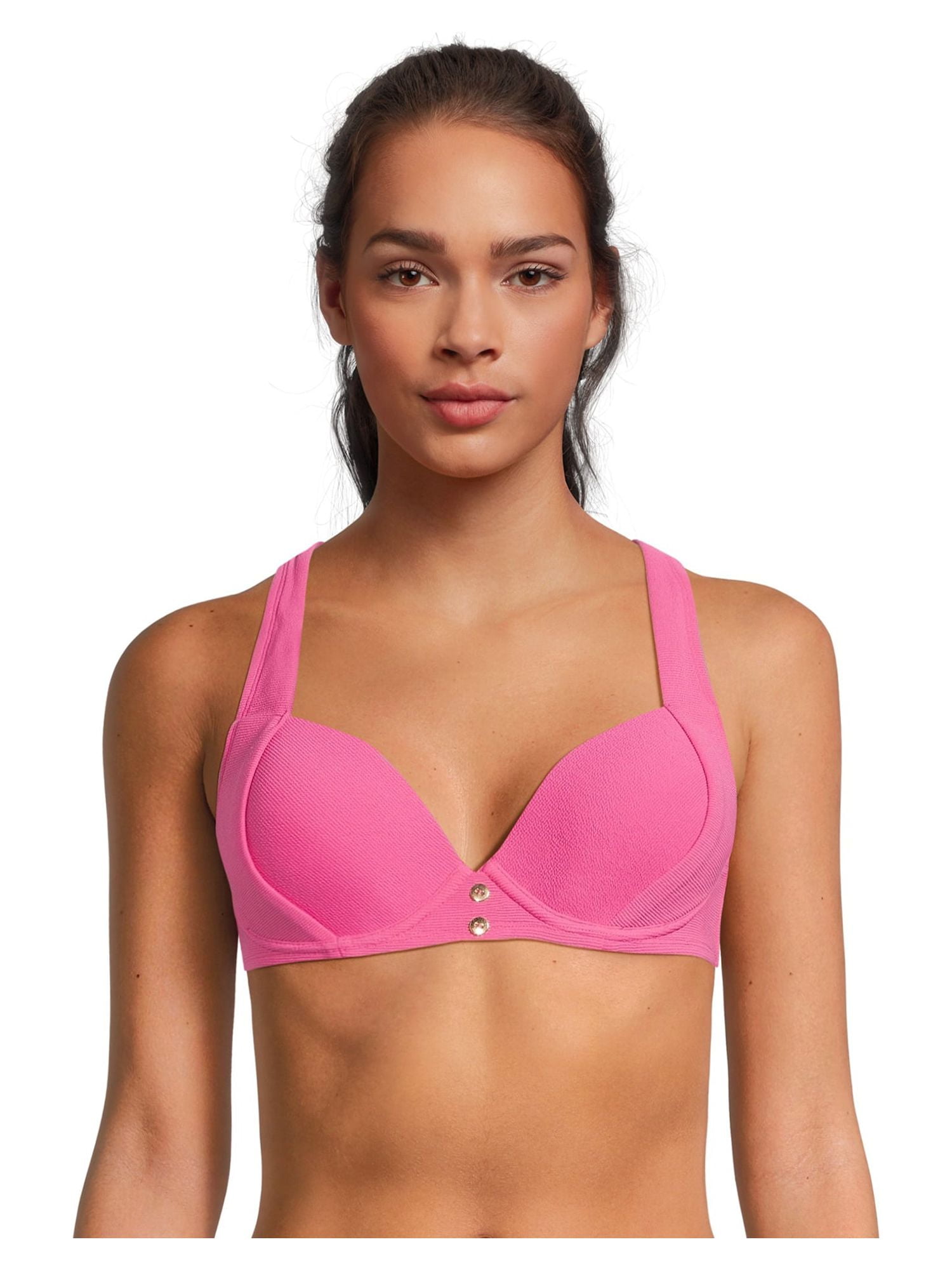 Time and Tru Women's and Women's Plus Solid Molded Cup Bikini Swim Top