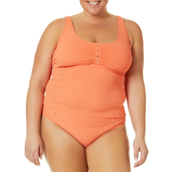 Time and Tru Women's and Women's Plus Solid Tankini Swim Top