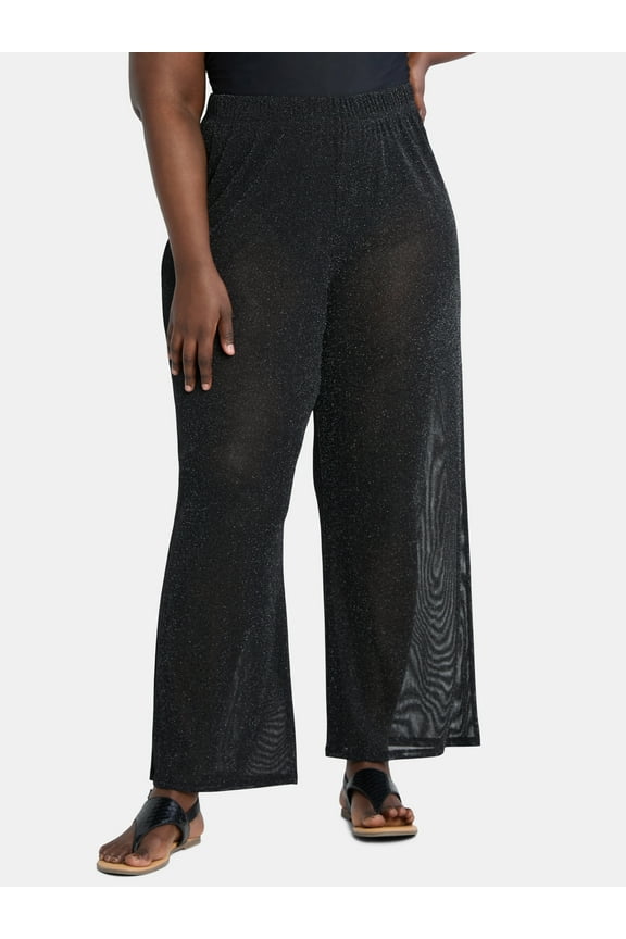 Women's and Women's Plus Sparkle Coverup Pants, Sizes XS-3X