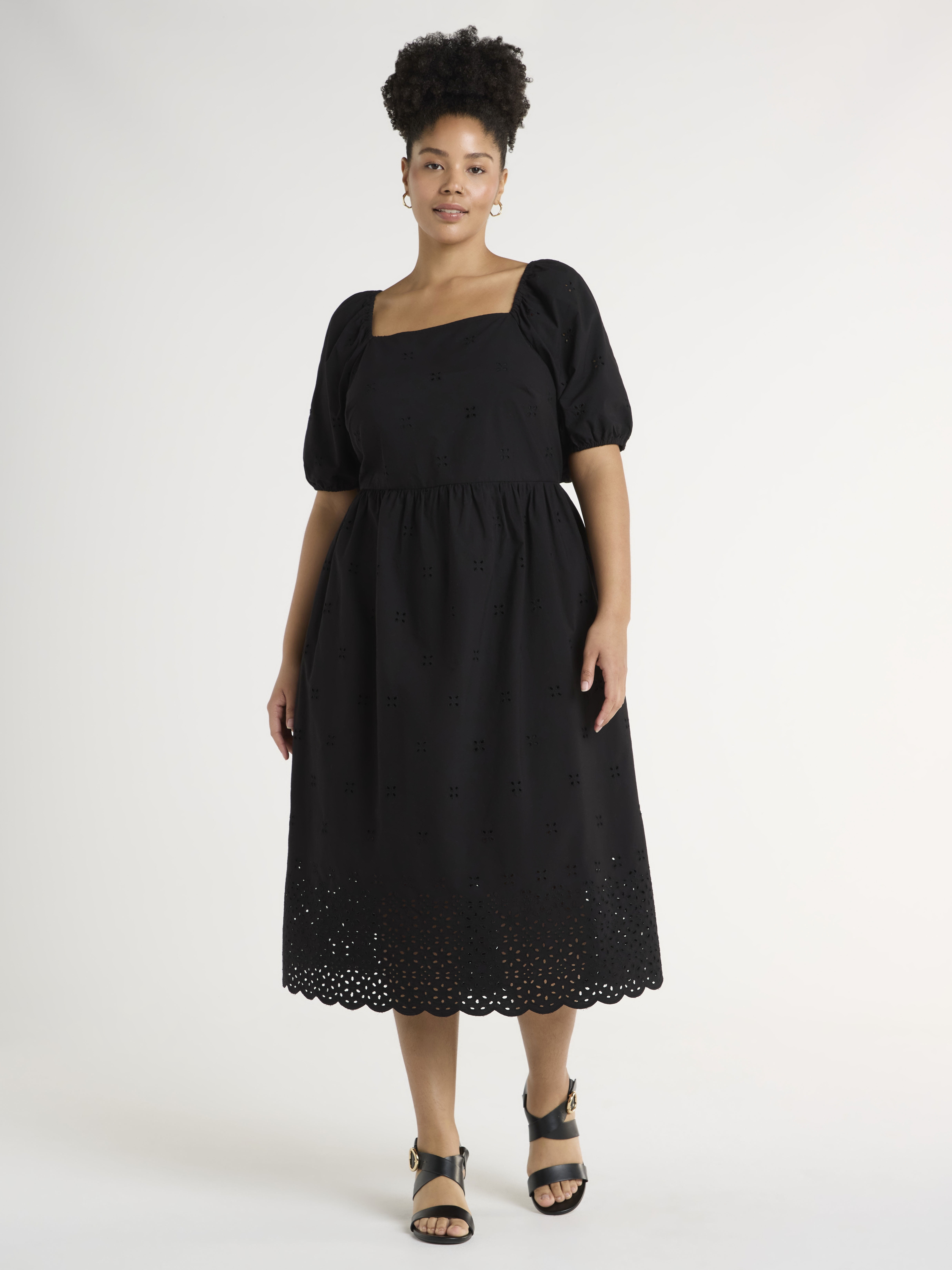 Time and Tru Women's and Women's Plus Square Neck Eyelet