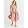 thumbnail image 1 of Time and Tru Women's and Women's Plus Square Neck Midi Dress, Sizes XS-4X, 1 of 4