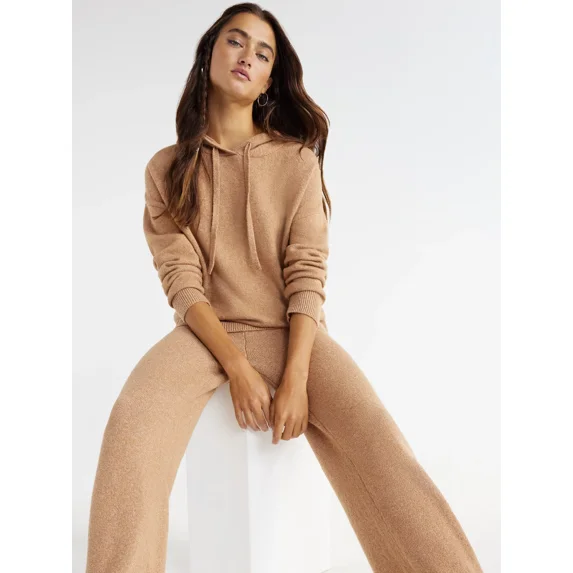 Time and Tru Women's and Women’s Plus Sweater Hoodie and Pants Set, Sizes XS-4X