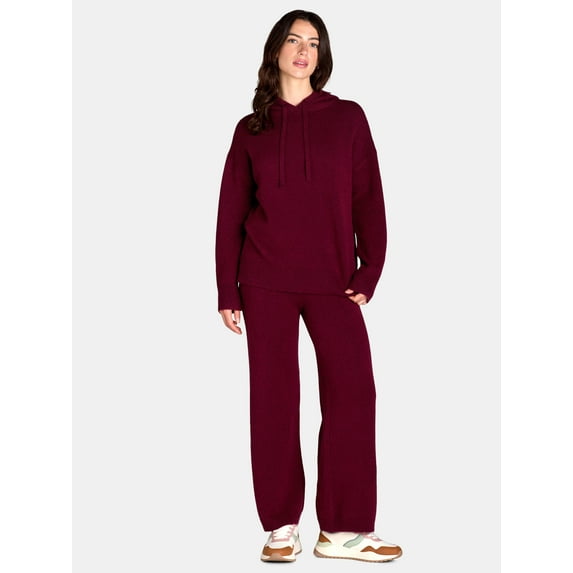 Time and Tru Women's and Women’s Plus Sweater Hoodie and Pants Set, Sizes XS-4X