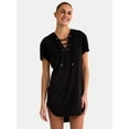 thumbnail image 1 of Time and Tru Women’s and Women’s Plus Terry Towel Lace Up Hooded Dress Coverup, Sizes XS-3X, 1 of 5