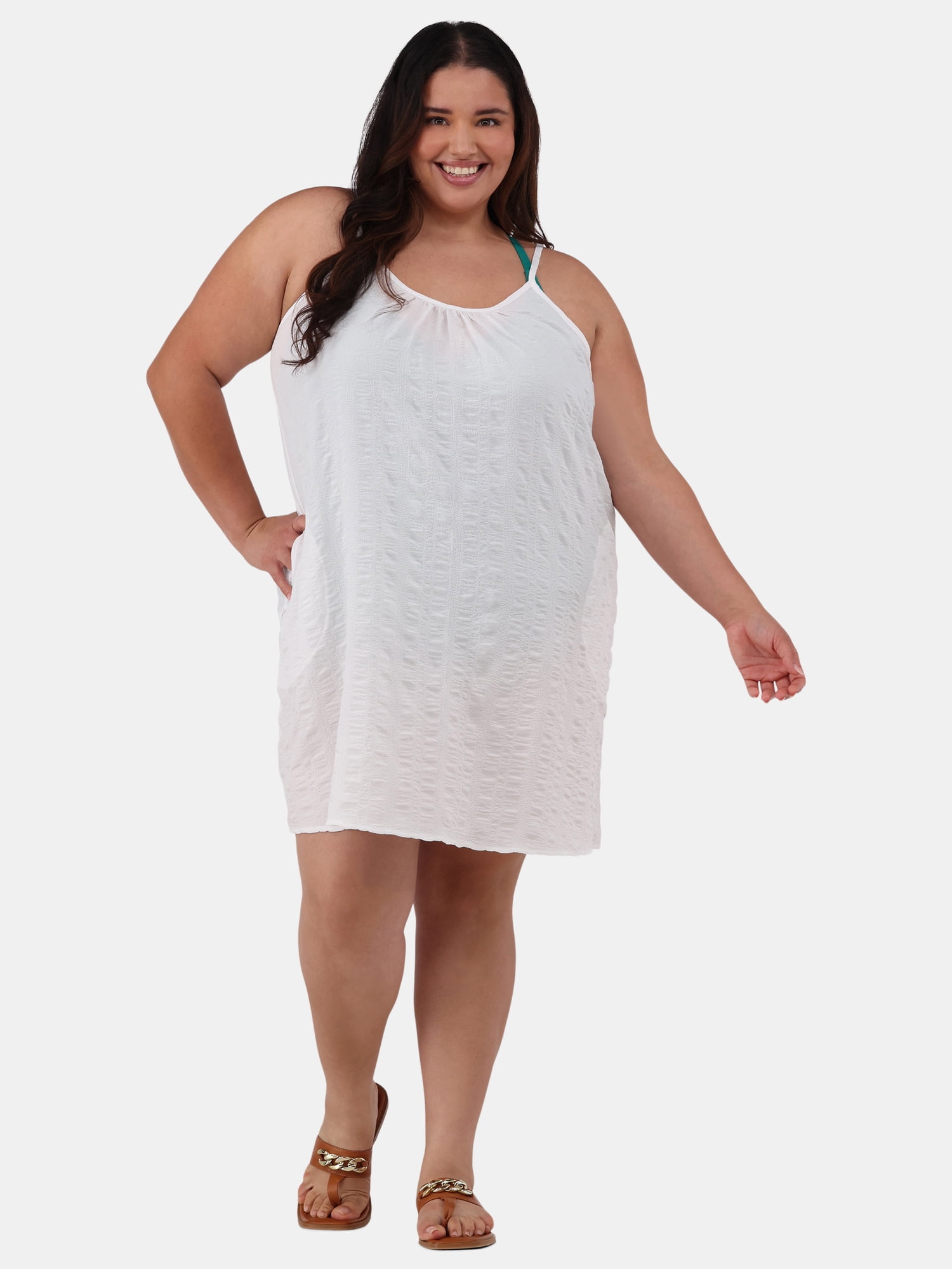 Time and Tru Women's and Women's Plus Textured Coverup Cami Dress, Sizes XS-3X