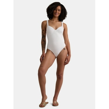Time and Tru Women’s and Women’s Plus Textured Stripe Underwire One Piece Swimsuit, Sizes XS-2X