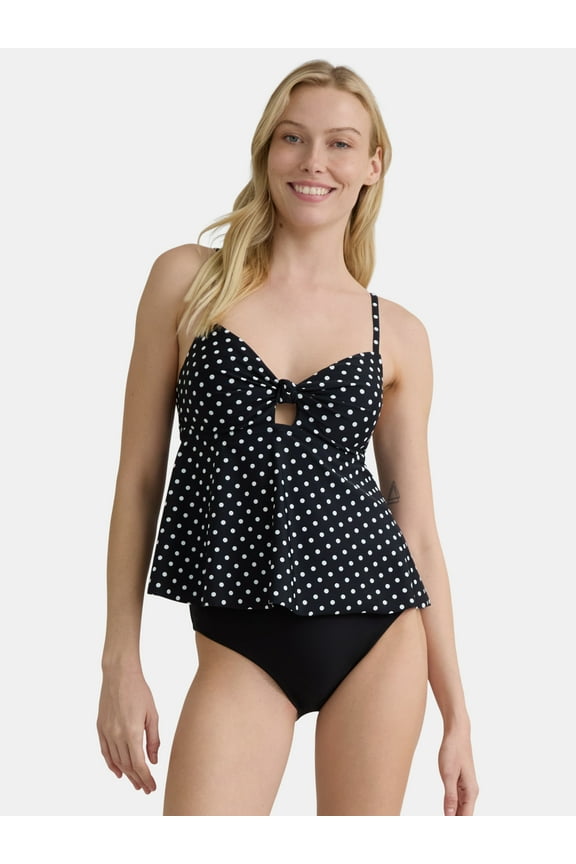Women's and Women's Plus Tie Knot Tankini Top, Sizes XS-3X