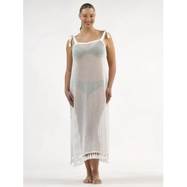Time and Tru Women's and Women's Plus Tie Shoulder Dress Coverup, Sizes XS-3X