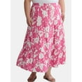 thumbnail image 1 of Time and Tru Women’s and Women's Plus Tiered Midi Skirt with Elastic Waistband, Sizes XS-4X, 1 of 5