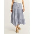 thumbnail image 1 of Time and Tru Women’s and Women's Plus Tiered Midi Skirt with Elastic Waistband, Sizes XS-4X, 1 of 5