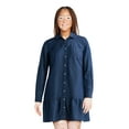 thumbnail image 1 of Time and Tru Women's and Women’s Plus Tiered Mini Shirtdress with Long Sleeves, Sizes XS-3XL, 1 of 5