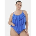 thumbnail image 1 of Time and Tru Women's and Women's Plus Tiered Ruffle Tankini Top, Sizes S-3X, 1 of 5