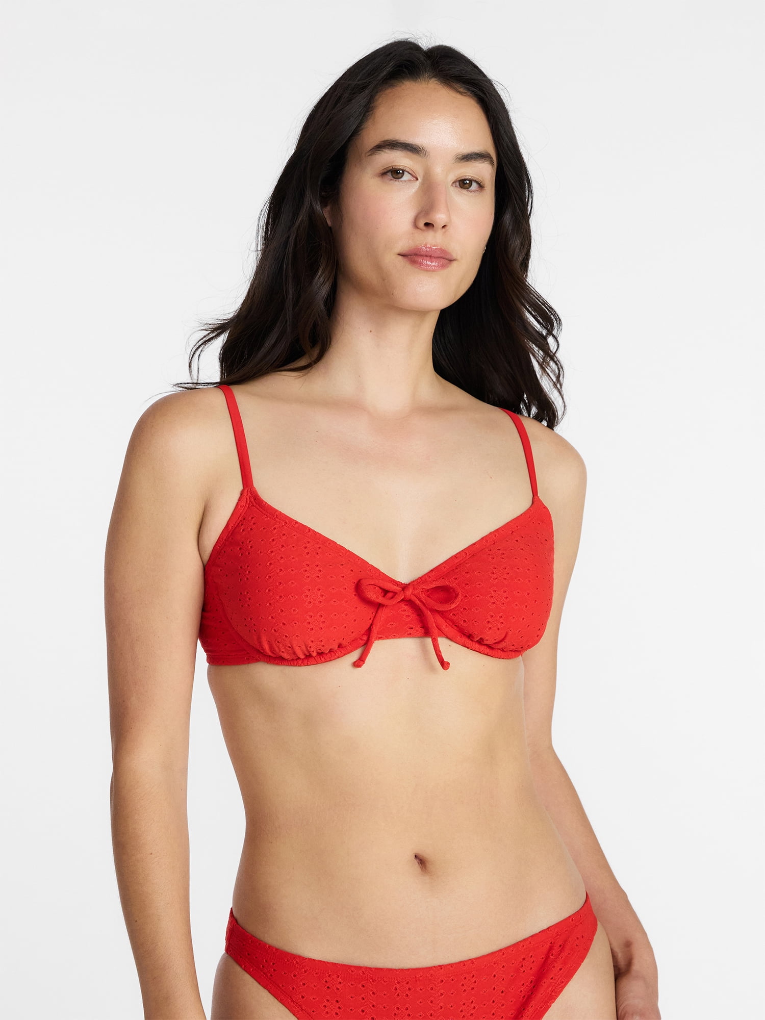 Time and Tru Women’s and Women's Plus Underwire Eyelet Bikini Top, Sizes XS-3X