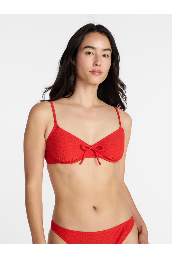 Women’s and Women's Plus Underwire Eyelet Bikini Top, Sizes XS-3X