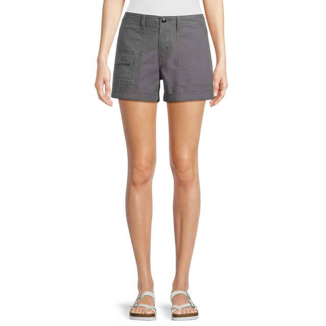 Time and Tru Women's and Women's Plus Utility Cuff Shorts, 4" Inseam, Sizes 2-20