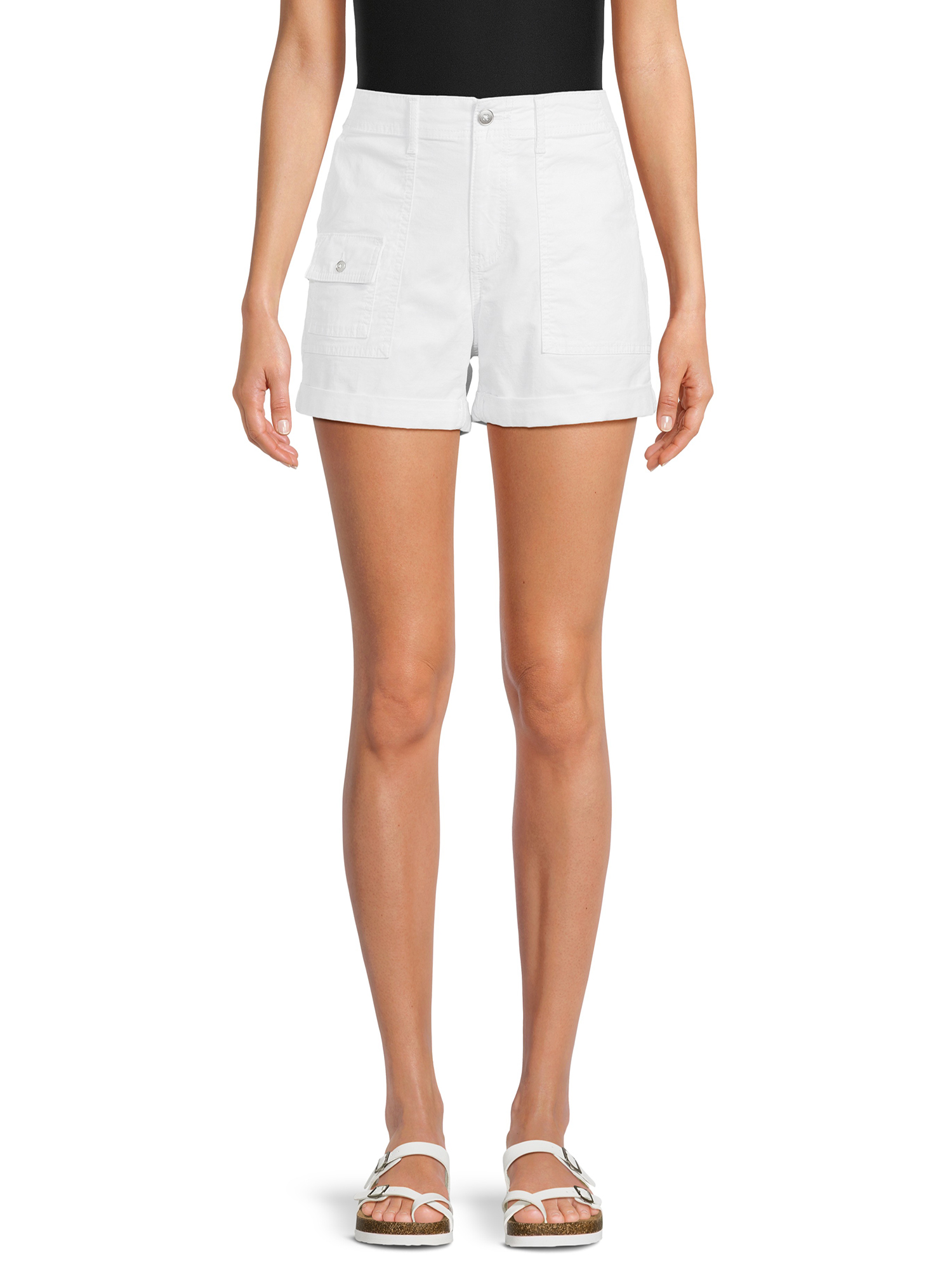 Time and Tru Women's and Women's Plus Utility Cuff Shorts, 4" Inseam, Sizes 2-20 - image 1 of 6