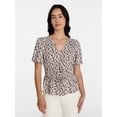 thumbnail image 1 of Time and Tru Women's and Women's Plus V Neck Shirred Peplum Top, Sizes XS-XXXL, 1 of 6