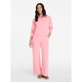 thumbnail image 1 of Time and Tru Women's and Women's Plus V-Neck Wide-Leg Sweatshirt and Pants Set, 2-Piece, Sizes XS-4X, 1 of 5
