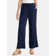 thumbnail image 1 of Time and Tru Women's and Women's Plus Wide Leg Linen Blend Pants, 29" Inseam, Sizes XS-4X, 1 of 5