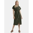 thumbnail image 1 of Time and Tru Women's and Women's Plus Wrap Shirt Dress, Sizes XS-4X, 1 of 4