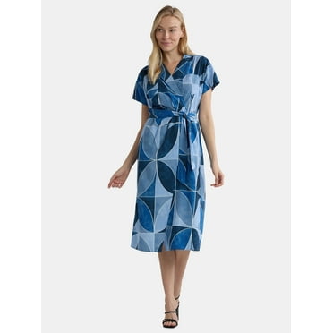 Time and Tru Women's and Women's Plus Wrap Shirt Dress, Sizes XS-4X